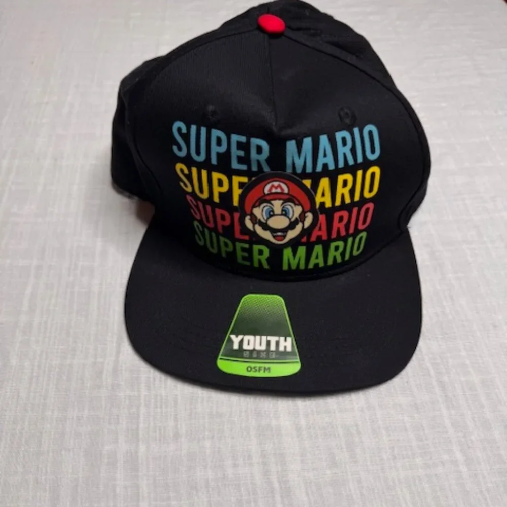 Super Mario Brothers Youth Boys Adjustable Snapback Cap Hat OSFM NEW